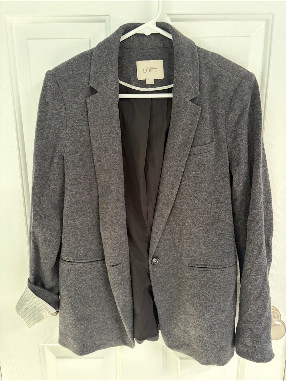 LOFT Gray Knit Blazer in Heather Charcoal